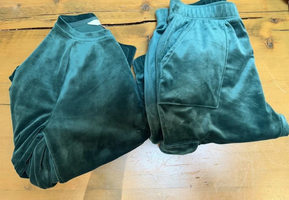 Lilly Pulitzer XXS Velour 2 Piece Lounge Set Cargo Jogger Pants Top Green